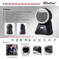 Lecteur de codes-barres 2D mains libres inversé Datamatrix, scanner QR omnidirectionnel de bureau haute résolution USB commercial pour système de point de vente