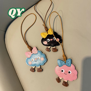 QY Premium Genuine Leather Cloud <b>Bag</b> <b>Charm</b> Keychain Elegant Handbag Pendant Fashion Gift for Women - Product Image 4