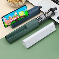 Vaisselle Portable en Acier Inoxydable Fourchette Cuillère Baguettes Ensembles Coréen 3pcs Ensemble Voyage Mobile Téléphone Support Couverts