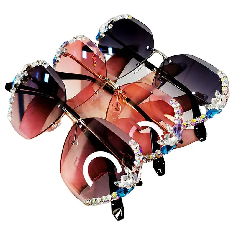 Gafas de sol polarizadas con diamantes de imitación para mujer, lentes de sol de lujo transparentes a la moda