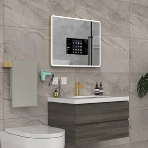 Üretici sihirli otel ev duvara monte banyo Led dokunmatik ekran akıllı banyo TV ayna