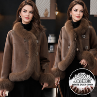 Veste courte en cuir PU pour femmes, taille plus, hiver 2026, avec col en fourrure