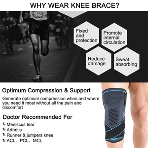 Haute qualité personnalisé tricoté Compression <span class=keywords><strong>basket</strong></span>-ball sport genouillère soutien haltérophilie genou manches avec sangle pour femmes hommes - Product Image 4