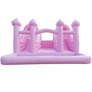 Kids outdoor party pink inflatable bouncy castle with double slide bounce house commercial adult - Product Image 1