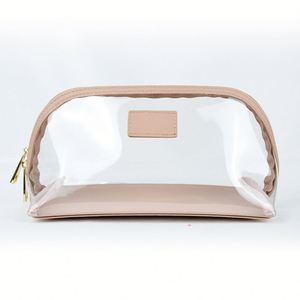 Transparent TPU Cosmetic <b>Bag</b> with Leather Trim - Product Image 1