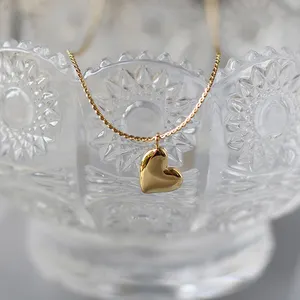 Semplice oro 18k ciondolo cuore collana di amore cubico delizia catena ciondolo accessoires collier per ragazze adolescenti