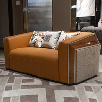 Ensemble de canapés sectionnels en cuir inclinables carrés modernes de luxe, 321 places, jaunes capitonnés, pour salon, villa, hôtel