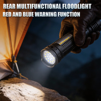 Lampe torche LED laser blanche rechargeable et zoomable avec lumière latérale COB, lampe tactique portable EDC, lumière d'avertissement arrière pour le camping