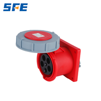 Enchufe Eléctrico Industrial de Nylon de 5 Salidas, Personalizable, IP67, 63A, 380-415V, 6H, 4 Pines, Trifásico, Angulado, Impermeable, de Montaje Empotrado