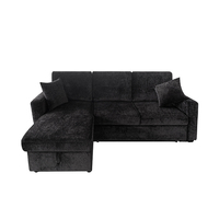 Canapé-lit sectionnel en tissu moderne à structure robuste en forme de L avec chaise longue de rangement pour appartements et salons d'hôtel