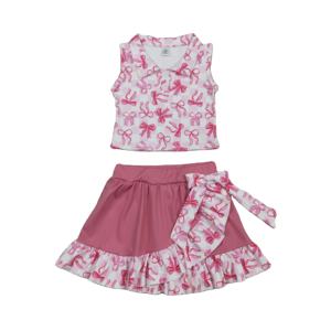 RTS Coquette nœuds imprimer petites filles décontracté respirant peigné pour chemise jupes jupe Shorts tenues doublées soeur bébé vêtements - Product Image 1