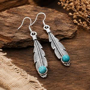 Orecchini pendenti lunghi vintage con piume, stile bohémien, gioielli retrò alla moda per donna, all'ingrosso - Product Image 2