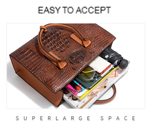 Hot Selling Large Vintage Crocodile Pattern Luxury PU Leather Tote <b>Bag</b> Classic Design Shoulder Strap Handbag for Storage - Product Image 3