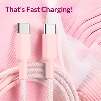 Kabel Pengisian Daya Ponsel Kepang Dual-Type-C 60W Daya Tinggi Transfer Data Cepat Logo Kustom Grosir