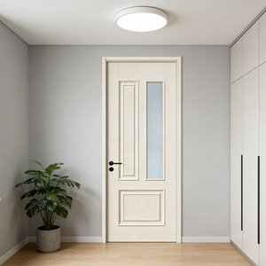 Puerta de madera sin pintar, puerta compuesta de WPC para dormitorio, diseño ligero y sencillo, puerta de baño compuesta de aluminio. - Product Image 2