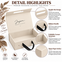 Boîte magnétique pliable personnalisée en gros, en carton écologique, pour emballage de cosmétiques et maquillage, avec poignée en ruban