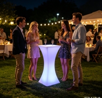 Table haute moderne CAIQI à LED rechargeable, lumineuse, étanche, pour discothèque, plage, hôtel, sous-sol