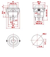 Interrupteur à bouton-poussoir en plastique de 28 mm avec LED 12 V, indication sur panneau, marche/arrêt, 3 broches, verrouillage automatique, lumineux