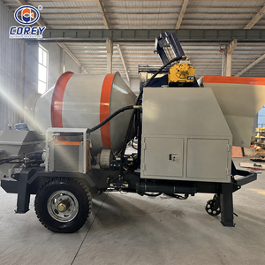 Pompe à béton mobile Corey avec double trémie, système de levage et d'alimentation par tambour, sur châssis de remorque et avec pieds stabilisateurs, pour petits bâtiments - Product Image 4
