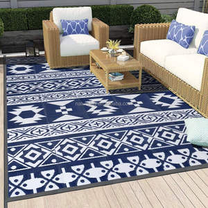 Tapis d'extérieur et d'intérieur imperméable en polypropylène pour patio, camping, caravane, véranda, terrasse, balcon, cour arrière avec sangle - Product Image 5
