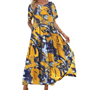 Robe longue décontractée personnalisée pour femme, motif floral, unie, pour l'été, la plage, formelle, grande taille, avec dentelle, ODM - Product Image 2