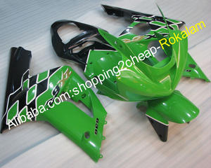 Ensemble de carénage de course en plastique ABS, vert, noir, personnalisé, pour Kawasaki <span class=keywords><strong>Ninja</strong></span> <span class=keywords><strong>2003</strong></span> 2004 636 <span class=keywords><strong>ZX6R</strong></span> ZX 6R 03 04 ZX-6R - Product Image 1