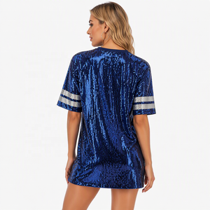 Abito da <span class=keywords><strong>donna</strong></span> Cowboys con paillettes, stile maglia da football - Fantasia a tinta unita, vintage, dolce, casual, per feste, vita naturale, per l'autunno e tutto l'anno - Product Image 6