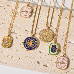 G3082 Groothandel Ovale <span class=keywords><strong>Tarot</strong></span> Kaart Duivel Oog Zodiac Zirkoon Hanger Ketting Voor Vrouwen Mode Sieraden Kettingen - Product Image 3