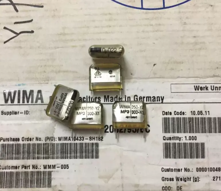 WIMA Weima MP3-Y2 0.022uF 223 250V 300V X1 Copper Pin Coupled Transparent Film Capacitor