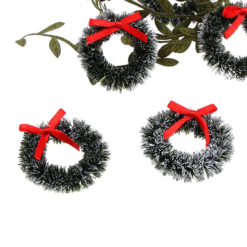 Wreaths bonecas 5 peças, 4cm, natal, micro decoração, casa, bainha, miniatura, fadas, crianças, brinquedos, diy, presente, decoração de jardim