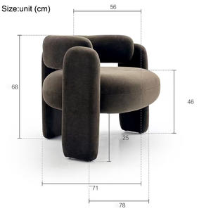 Fauteuil de salon moderne de style nordique en tissu bouclé avec design incurvé, chaise de loisirs convertible simple et créative - Product Image 6