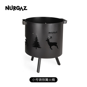 Poêle à bois portable NURGAZ pour le camping en plein air, seau à feu en fonte, petite taille, noir, léger, pour utilisation au feu de camp - Product Image 5