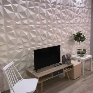 30cm*30cm PVC Matt <strong>White</strong> Diamond Shape Wallpaper 3D PVC Wall <strong>Panel</strong> Wall <strong>Panel</strong> for Wall Decoration for Interior Decor - Product Image 3
