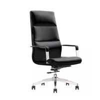Chaise de bureau ergonomique à dossier haut, structure en acier massif, base chromée, matériau PU - Certifiée BIFMA, design moderne, fixe