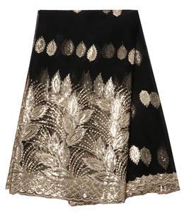 Vestido elegante de tul con lentejuelas bordadas de punto Vestido europeo y americano de encaje entero Tela bordada con lentejuelas - Product Image 4