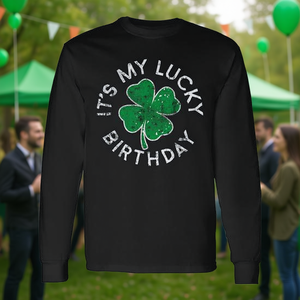 Camiseta de manga larga con efecto desgastado It's My Lucky Birthday St Patrick's Day - Product Image 3