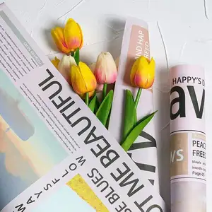 Thương mại điện tử Quà Tặng Bao bì hộp mô Yiwu Trắng mô giấy tên thương hiệu Tulip hoa Bó hoa giấy gói