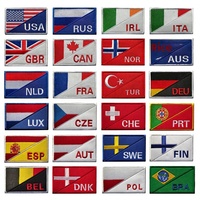 Parches de tela bordados con gancho y bucle en stock, insignias de dos letras con códigos de país para accesorios de bolsos de equipo de exterior y ropa.
