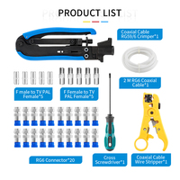 Set Alat Tang Crimping Kabel Koaksial Kustom dengan Obeng Pengupas Kabel Koaksial untuk Konektor RG6 RG59 RG11 F