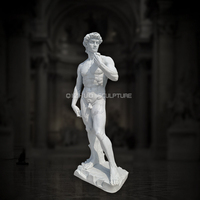 Célèbre grandeur nature extérieur Ganrden décor sculpté à la main pierre homme Figure Sculpture Statues en marbre nu mâle David Statue