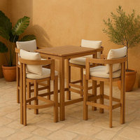 Tabouret de bar moderne en teck massif de style nordique, résistant à l'eau, pour intérieur et extérieur, idéal pour îlot de cuisine, restaurant, terrasse, meubles de jardin