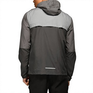 Veste coupe-vent sans capuche pour homme, respirante, col mandarin, color-block, sportive, fermeture éclair sur le devant, gris noir, nylon/polyester - Product Image 2