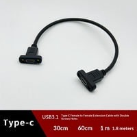 Câble d'extension de données USB 3.1 Type-C Femelle-Femelle avec trous de fixation pour téléphones portables et ordinateurs portables, transfert de données rapide