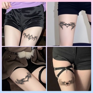 Tatuaje temporal de hierbas para pierna, diseño de corazón, impermeable, de larga duración, para <span class=keywords><strong>mujer</strong></span>, banda de <span class=keywords><strong>muslo</strong></span> de seda negra sexy, tinte semipermanente a base de hierbas - Product Image 4