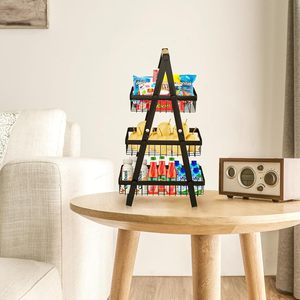 Étagère de rangement de cuisine à 2/3 niveaux en métal Portable étagère de rangement en métal détachable multicouche porte-fruits cuisine panier de fruits - Product Image 5