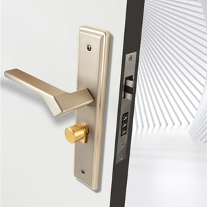 Serrure <span class=keywords><strong>de</strong></span> porte intégrée moderne et silencieuse 1807-87, poignée à levier noir massif pour chambres, quincaillerie intérieure en alliage d'aluminium - Product Image 5