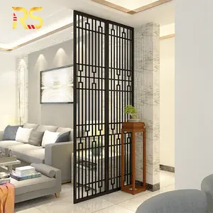 Foshan personalizado metal decorativo negro hogar pantalla divisoria pared partición para sala de estar