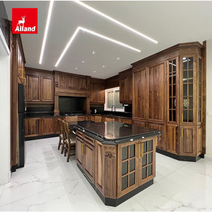 Armoires de cuisine en <span class=keywords><strong>bois</strong></span> massif noyer <span class=keywords><strong>noir</strong></span> Allandcabinet avec porte vitrée, armoires sur mesure en <span class=keywords><strong>colonne</strong></span> romaine pour la construction de villas de luxe - Product Image 4
