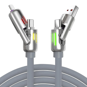 TUTI Haute Qualité <span class=keywords><strong>4</strong></span> en 1 Câble de Charge Rapide Silicone Liquide avec Lumière Respiratoire 240W Type c Câble pour Téléphone - Product Image 2