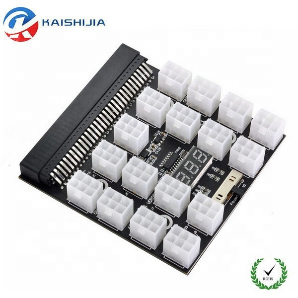 17 Port Breakout Board 6Pin PCIE Connector LED Display 12V Video Card for Server Power Supply